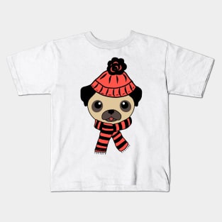 Winter Pug Kids T-Shirt